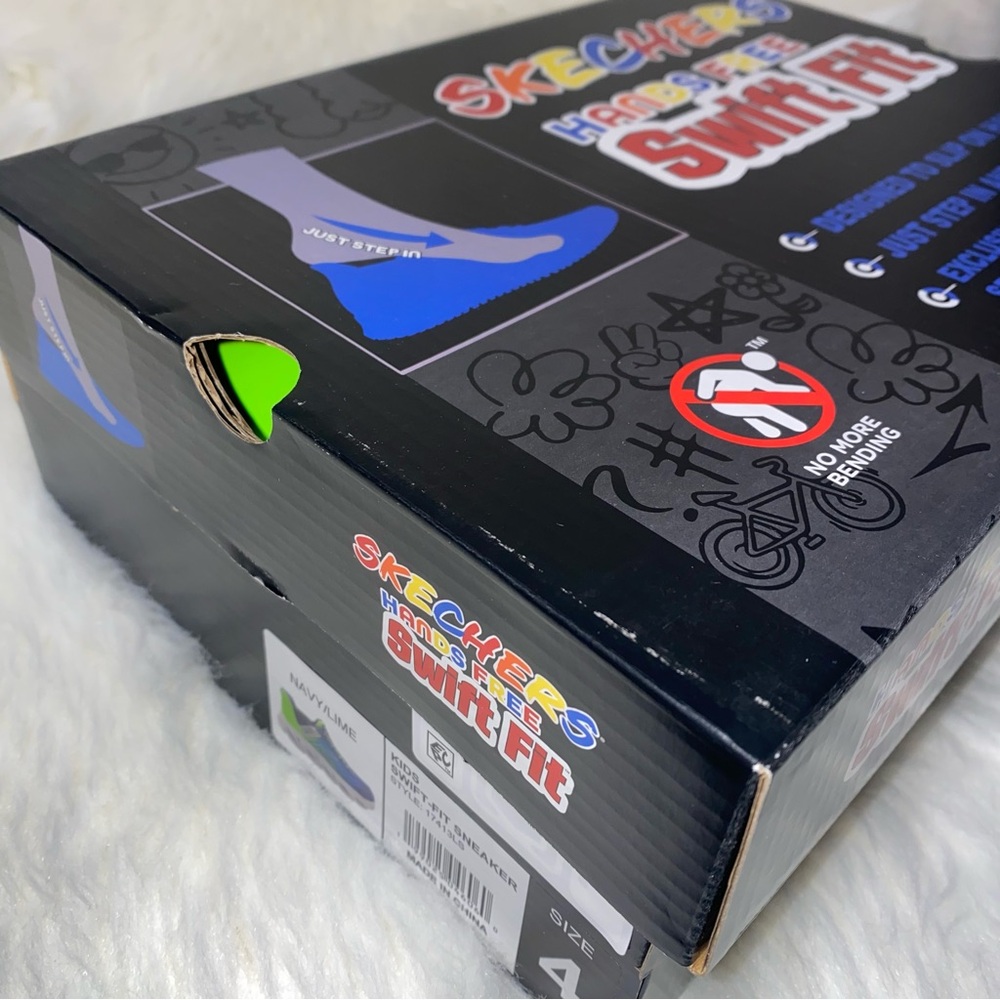 Skechers Sneakers Boys Swift Fit size 4 New in box Lime navy - Picture 10 of 10